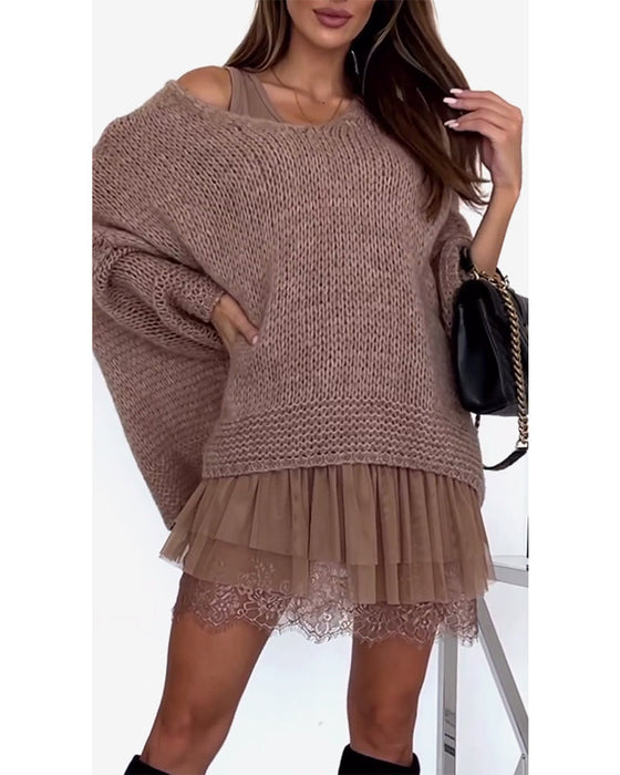 Off-Shoulder Loose Long-Sleeved Dress