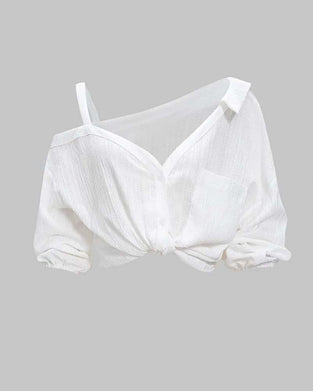 One-Shoulder Strap Twist Blouse