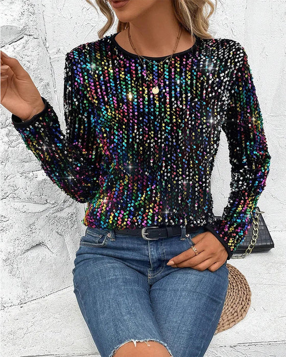 Contrasting color crew neck top