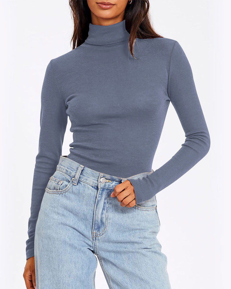 Solid Color Half Turtleneck Bottoming Top