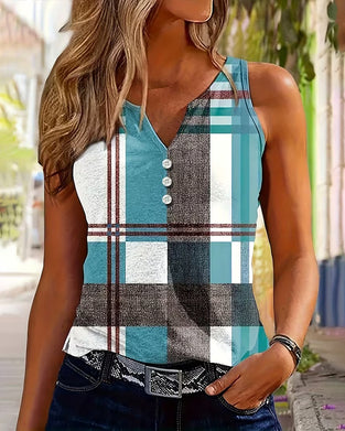 Sleeveless Plaid Tank Top