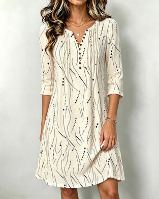 Casual Button Half Sleeve Dress
