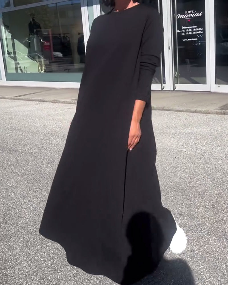 Loose Long Sleeve Round Neck Dress