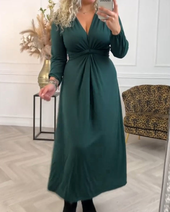 Sexy solid color Dress with Long Sleeve