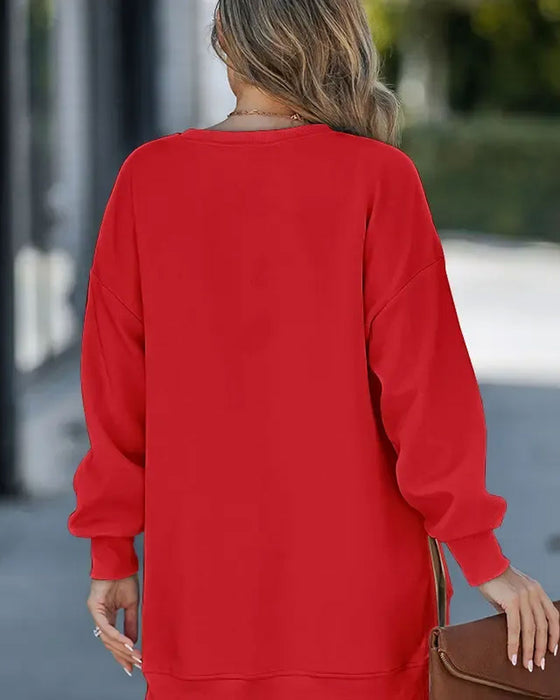 Santa Claus Print Spliced Sweatshirt Dress