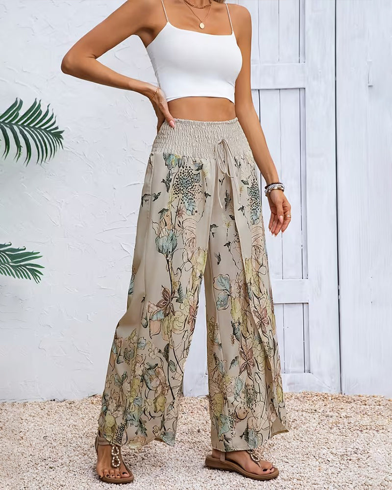Ink Print Casual Wide-Leg Pants
