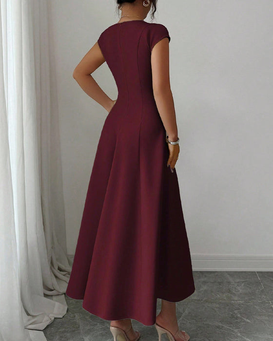 Square-Neck Short-Sleeve Dress