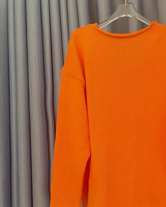 V-Neck Letter Print Loose Casual Sweater