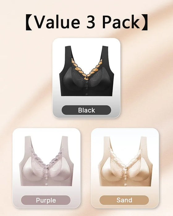 Front Buckle Satin Lace Bra