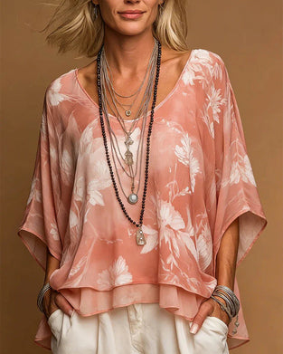 Floral Batwing Sleeve Blouse