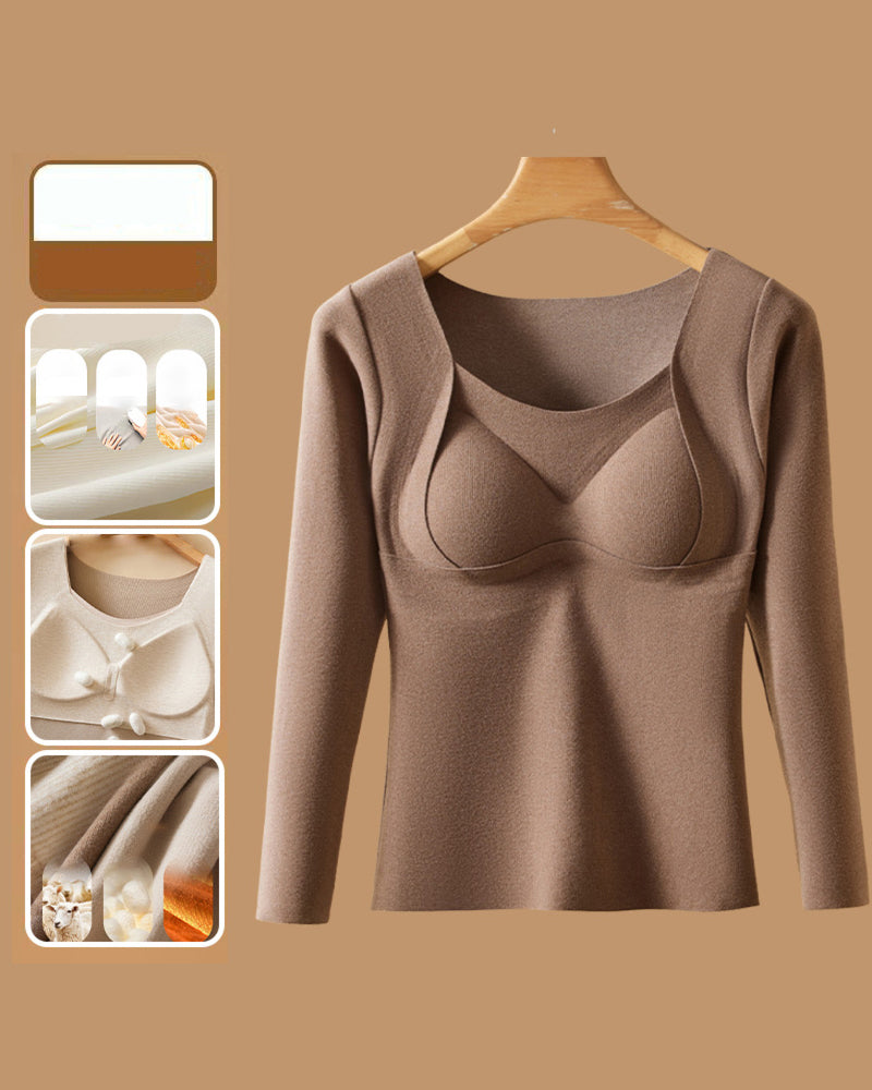Women's Thermal Underwear Top with Bra Pads