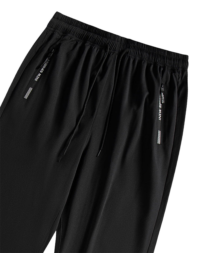 Elastic Drawstring Letter Print Pants
