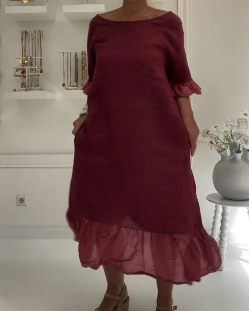 Ruffle Pocket Casual Dress