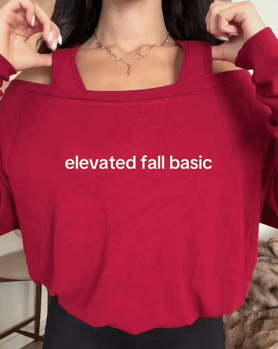 Off-Shoulder Mock Two-Piece Long Sleeve Top
