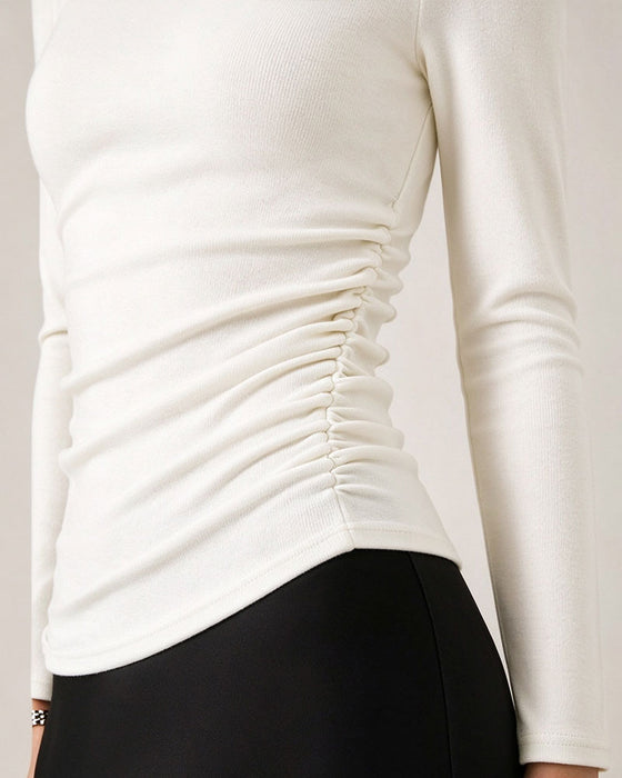 Half Turtleneck Side Shirred Bottoming Top