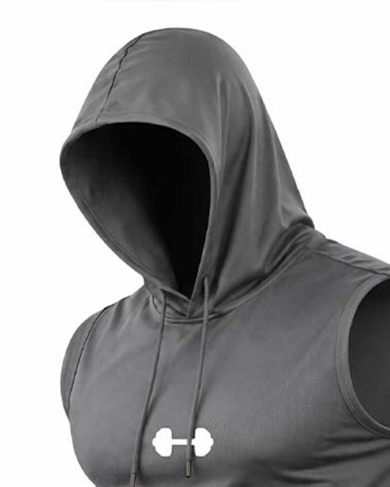Hooded Sweatshirt Sleeveless Drawstring Tank Top