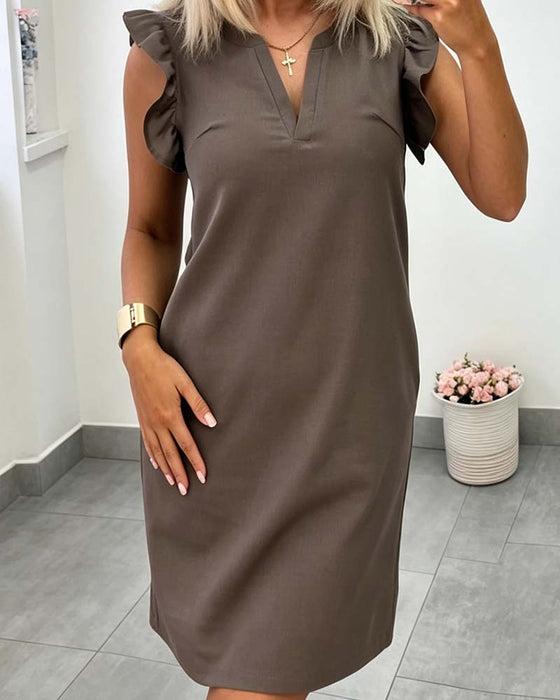 Flutter Sleeve Straight Dress