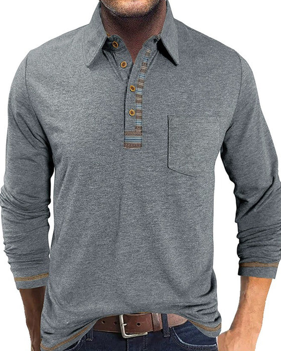 Men's Button Lapel Polo Blouse