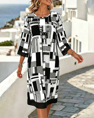 Geometric Print Casual Dress
