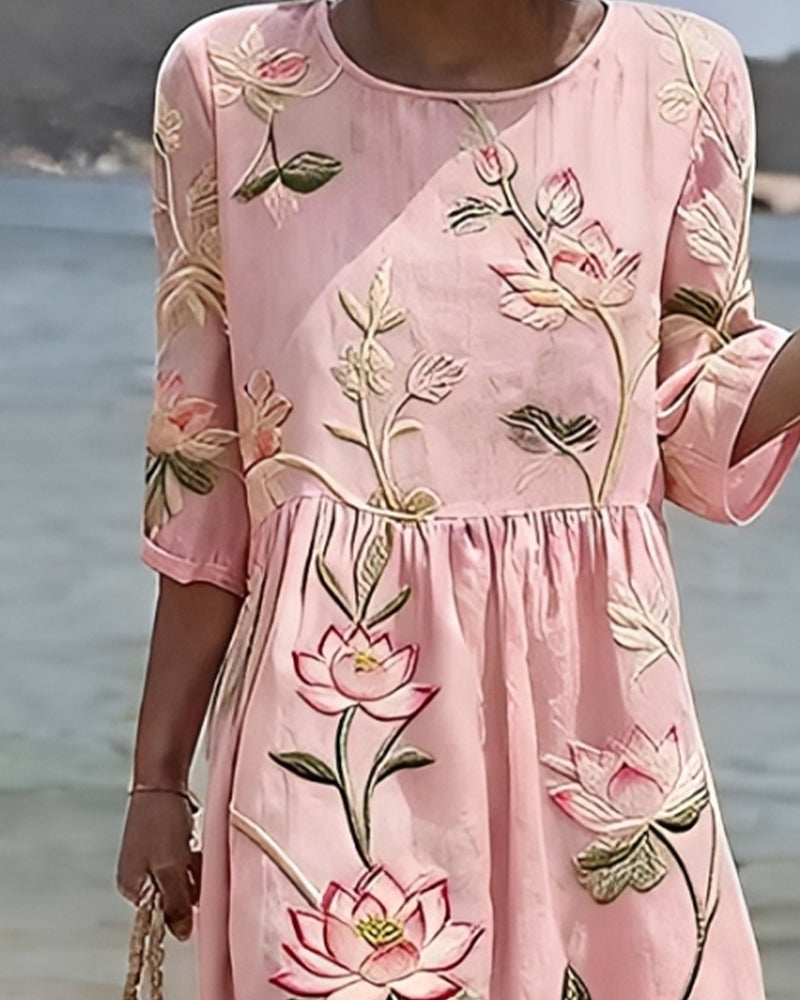 Floral Round Neck Dress