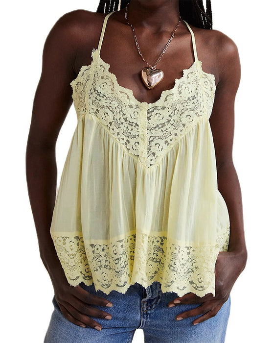 Solid Color Lace Cami Top