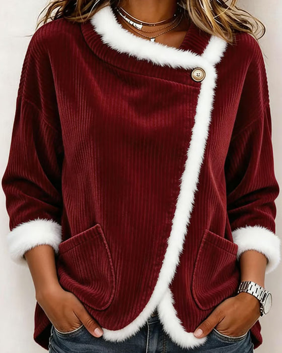 Stylish Warm Fleece Pocket Top