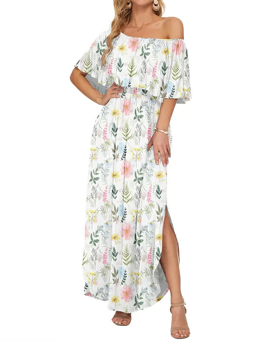 Elegant Ink Wash Floral Maxi Dress