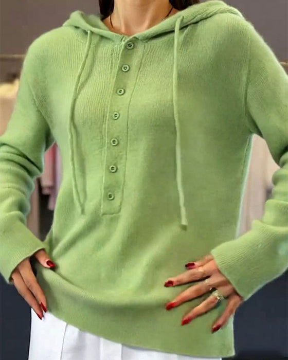 Solid Color Fashionable Hooded Pullover