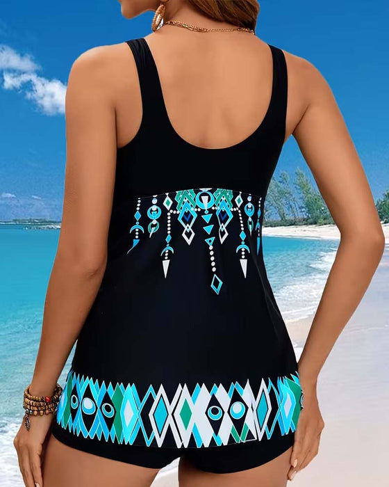 Figure-Flattering Printed Tankini Swimsuit