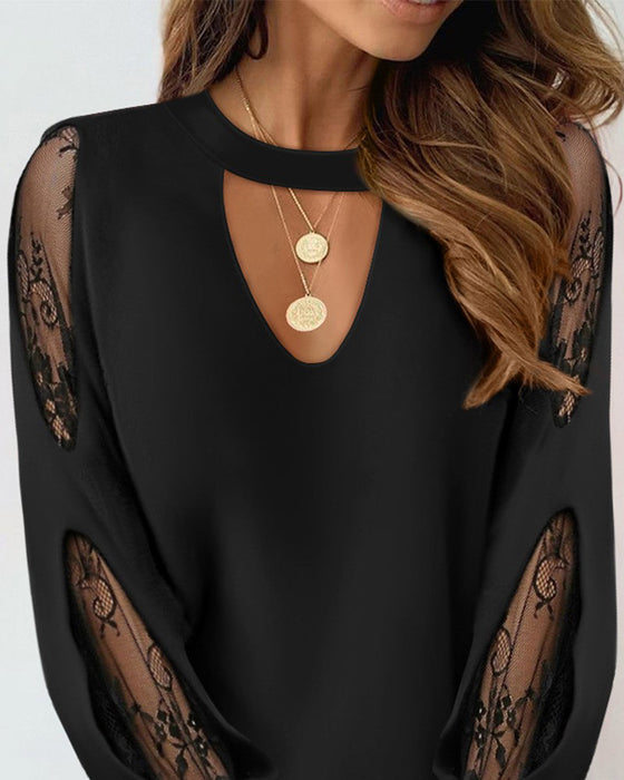 Sexy Hollow Out Top with Lace