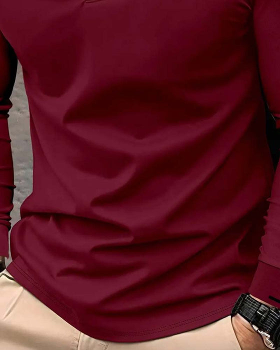 V-Neck Ribbed Solid Color Men's T-Shirt