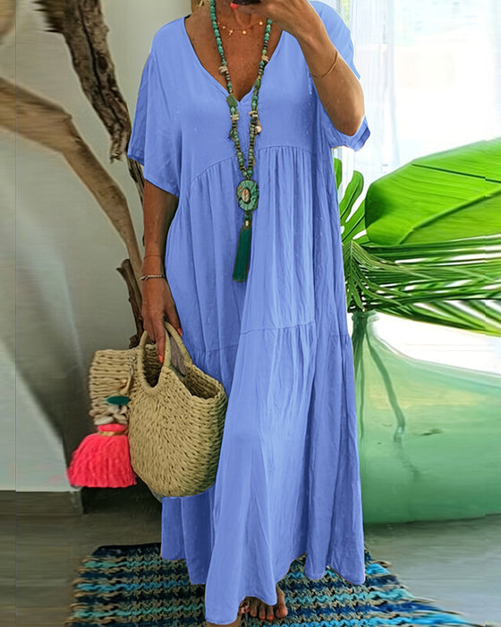 V-Neck Short Sleeve Casual Dress
