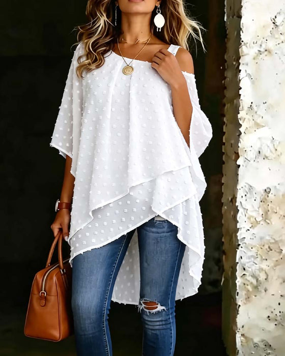 Three-Dimensional Floral One-Shoulder Blouse