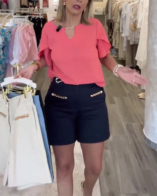 Chain Embellished Casual Shorts