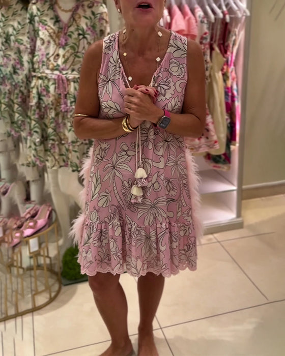 Ruffled V-Neck Sleeveless Dress