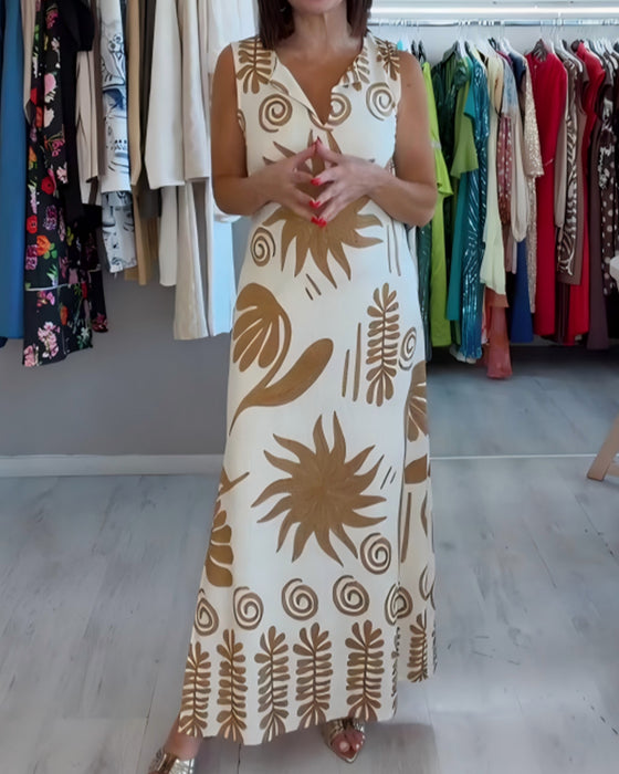 V-Neck Sleeveless Shift Dress