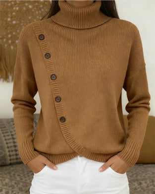 Elegant High-Necked Button-Down Pullovers