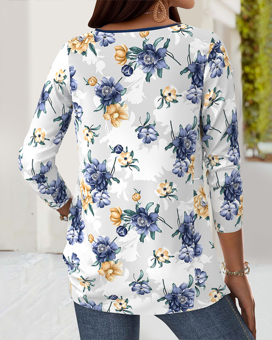 Casual Floral Print Blouse