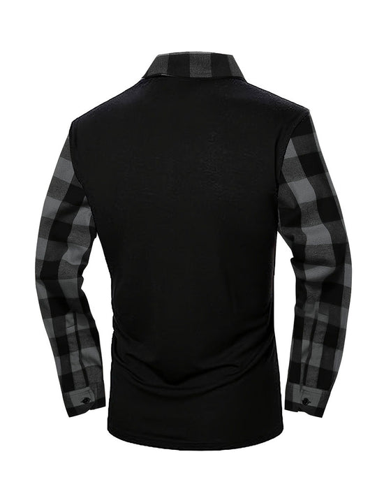 Half-Zip Plaid Spliced Top