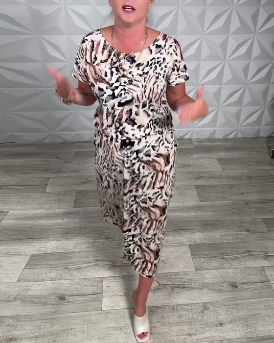 Round Neck Zebra Print Dress