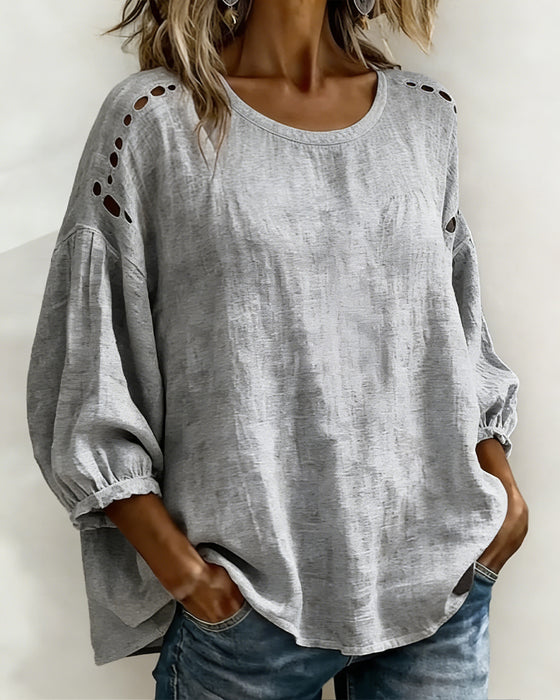 Hollow 100% Cotton Blouse