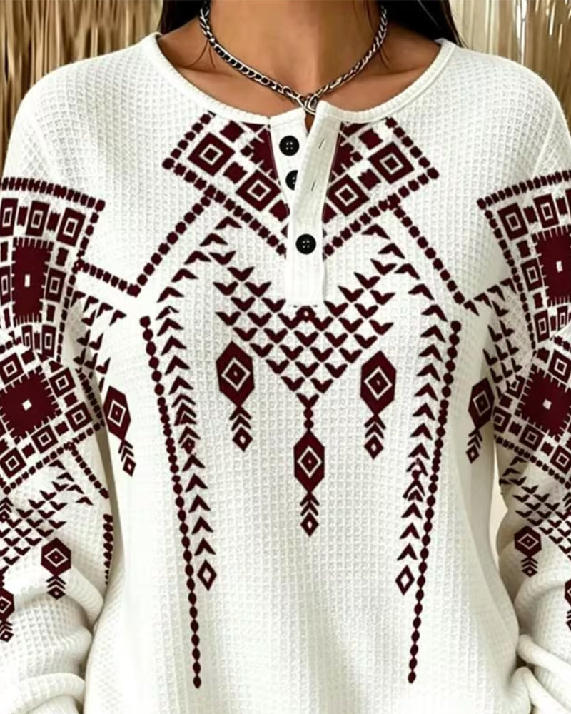 Bohemian Print Casual Sweatshirt