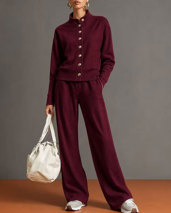 Snap-Button Hoodie And Sweatpants Set