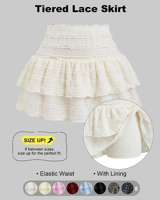Ruched Waist Tiered Ruffle Skirt