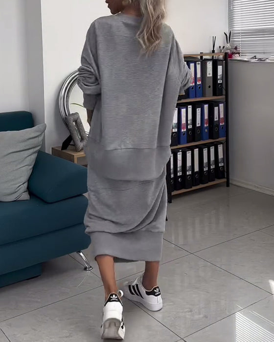 Threaded Sweatshirt & Skirt Set
