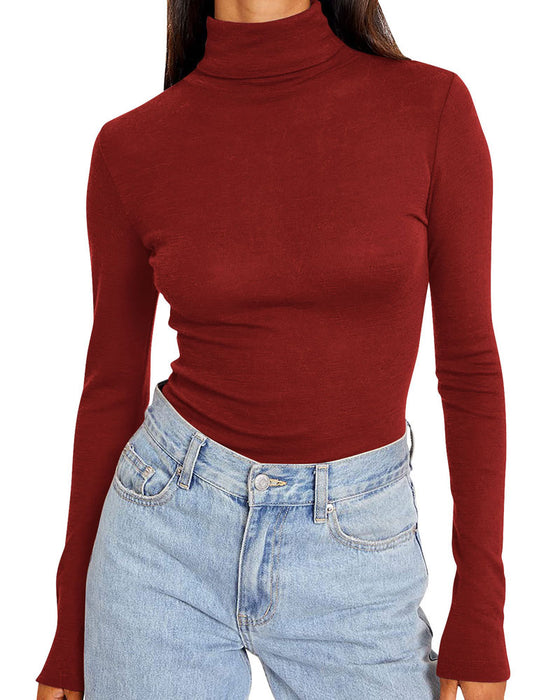 Solid Color Half Turtleneck Bottoming Top
