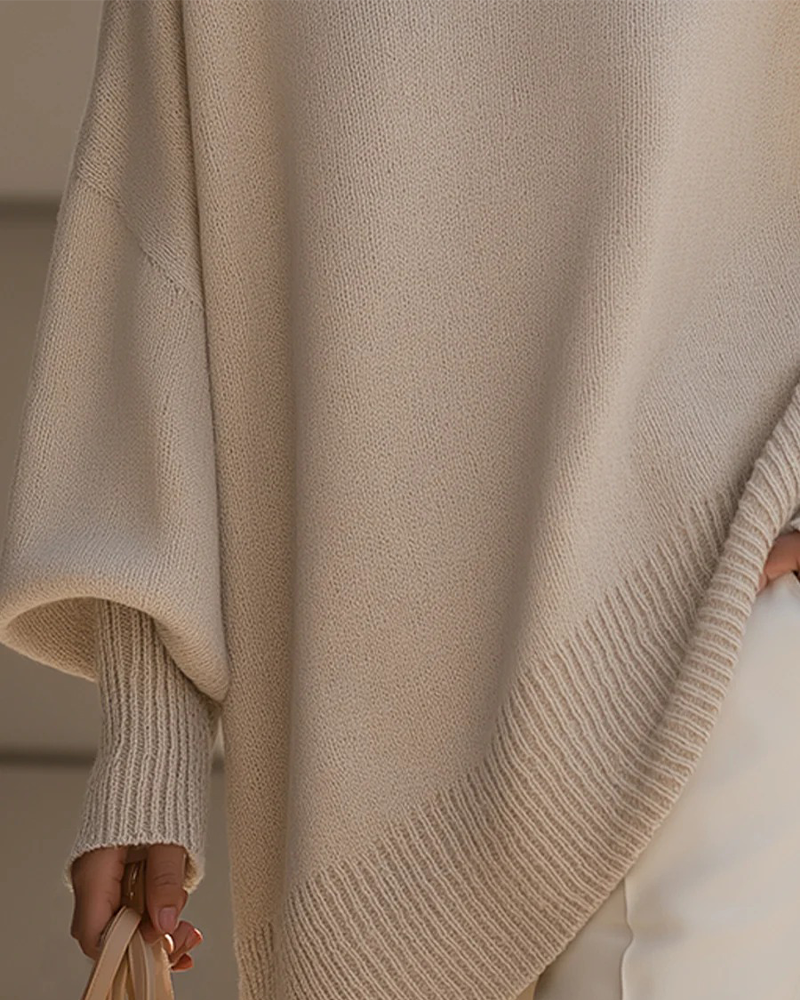 Round Neck Loose Mid-Length Pullover