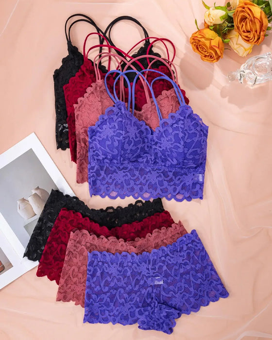 Lace Cutout Back Lingerie Set