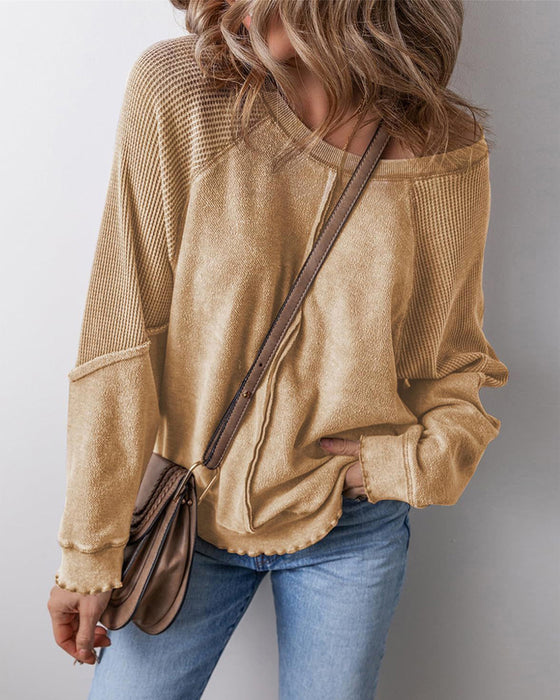 Reverse Seam Patchwork Casual Sweatshirts