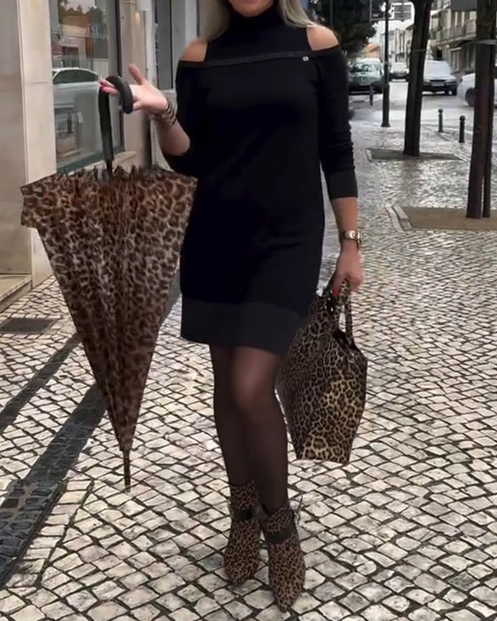 Off-Shoulder Long-Sleeved Fashion Dress